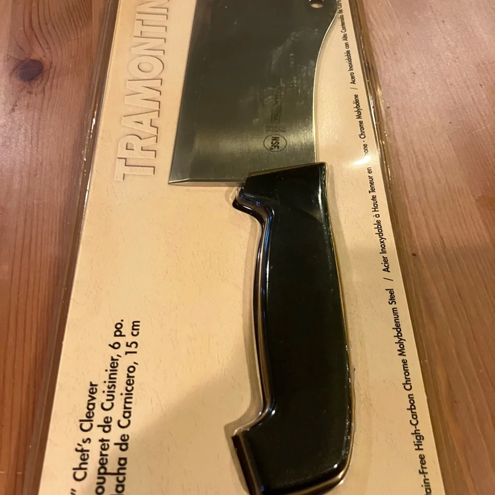 NEW Tramontina Professional Chef's Cleaver 6” Black Handle Original Packaging